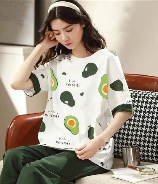 Women's Comfortable Cotton Jersey Printed Night Suit