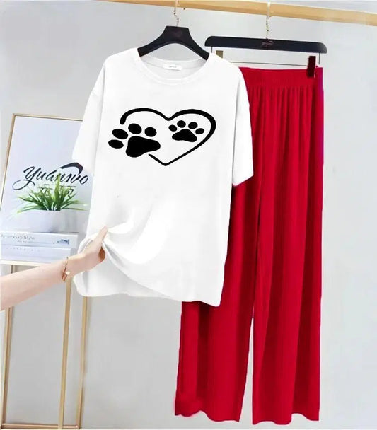 Women's Stitched Cotton Jersey Printed Night Suit