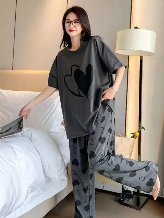 Women's Stitched Cotton Jersey Printed Night Suit