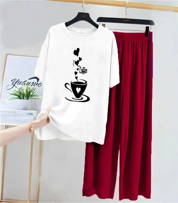 Women's Stitched Cotton Jersey Printed Night Suit
