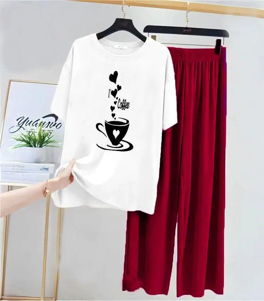 Women's Stitched Cotton Jersey Printed Night Suit